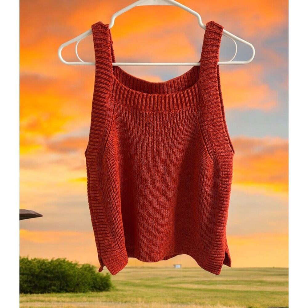 J.Crew Cable Knit Tank Size Large Sleeveless Burnt Orange Top